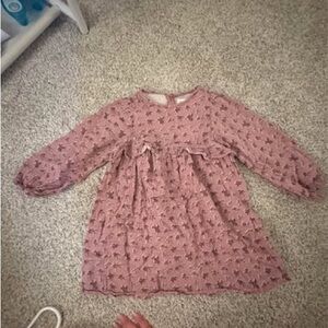 Zara floral long sleeve dress size 5t with waffle leggings size 5t.